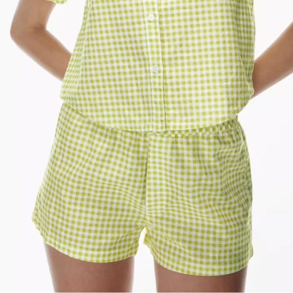 Sunday Best Lime Green Gingham High Waist Women's Shorts